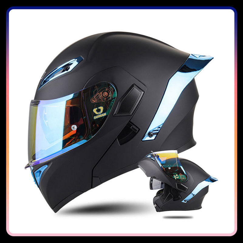 Dual Visor Motorcycle Racing Helmet - Four Seasons Universal Flip Up Motorcycle