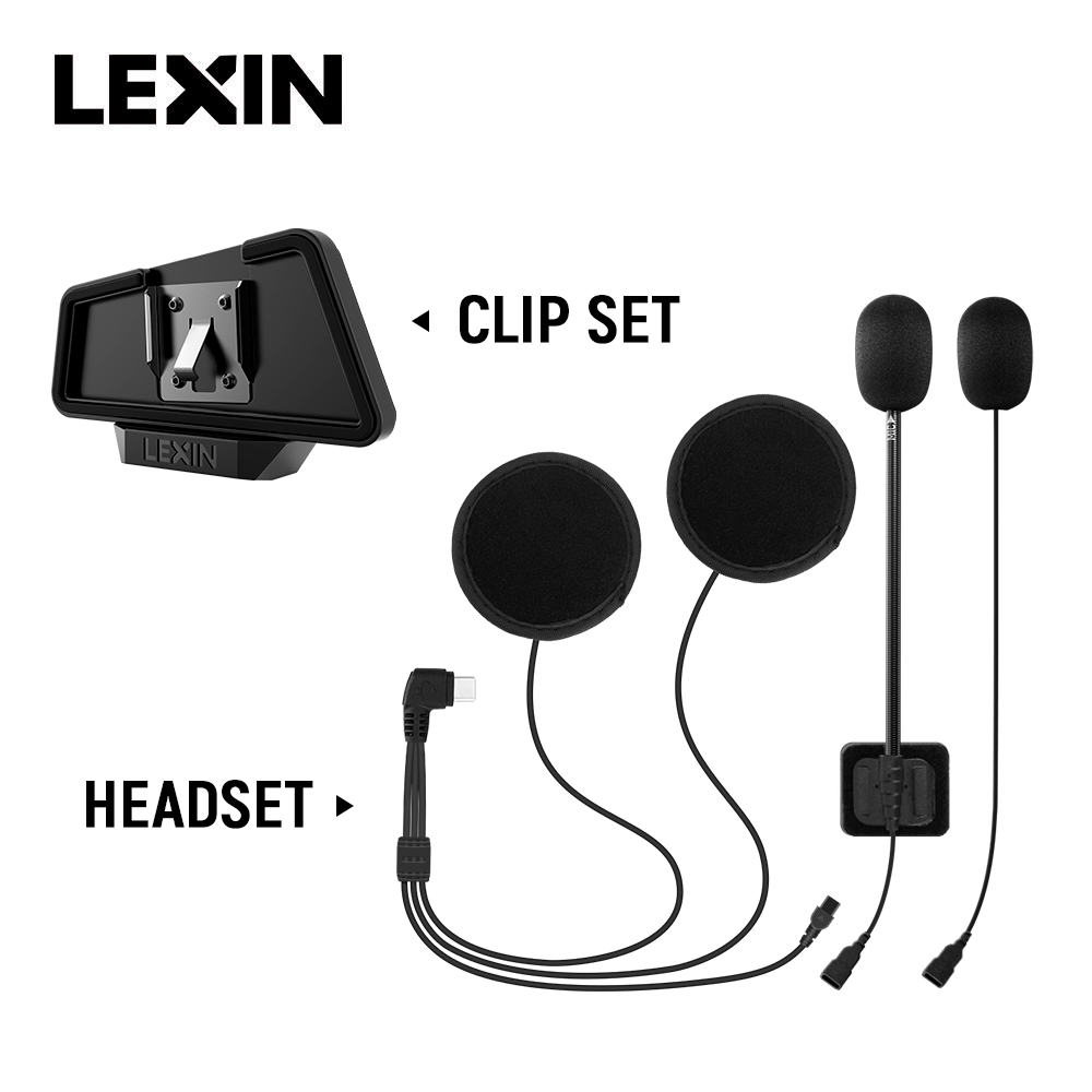 Full Face Motorcycle Helmet With Bluetooth - LEXIN LX-B4FM-X Intercom Headset&Clip Set for