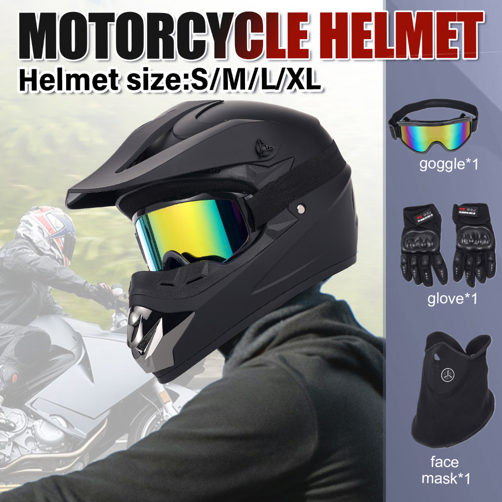 Off Road Motocross Helmet Goggles Set - Off‑Road Motorcycle Helmet Four‑Piece Set Adult