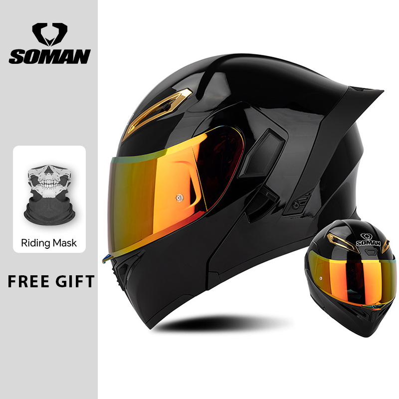 Modular Flip Up Motorcycle Helmet Dot Approved - Unisex DOT Approved Dual Visor Flip