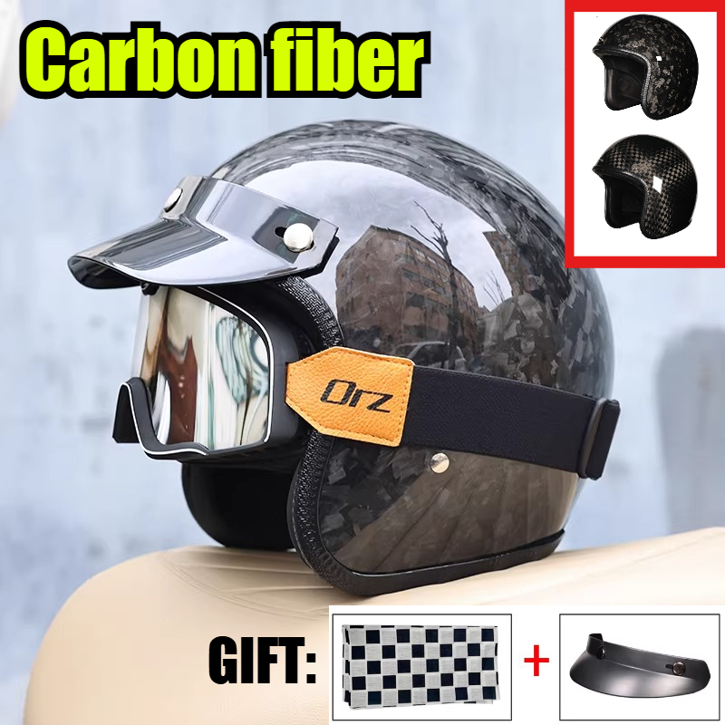 Carbon Fiber Lightweight Motorcycle Helmet - 2026 Carbon Fiber Vintage Helmet Motorcycle