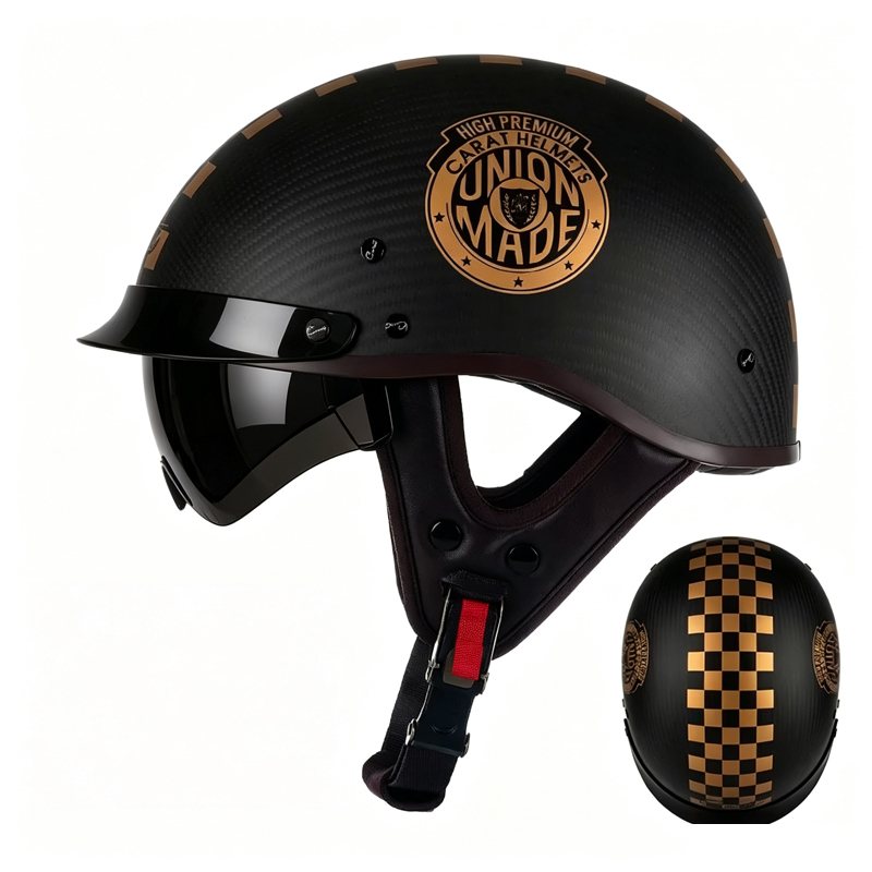 Carbon Fiber Lightweight Motorcycle Helmet - Carbon Fiber Motorcycle Half Helmet, Retro