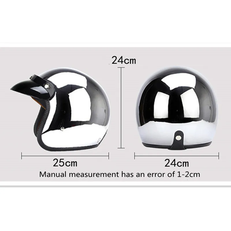 Mirror Silver Chrome Motorcycl - Vintage Open Face Retro Helmet review and price