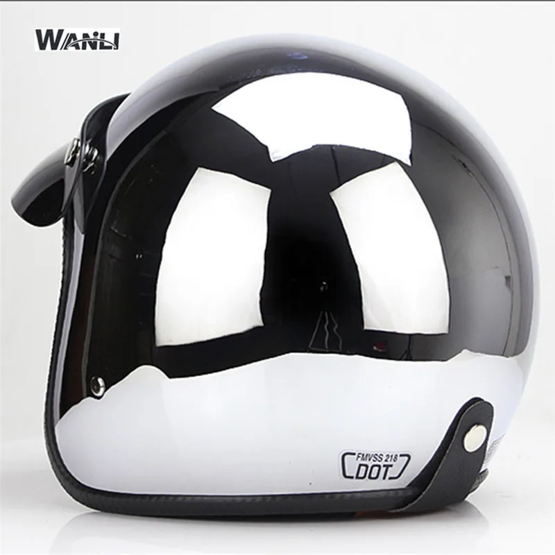 Mirror Silver Chrome Motorcycl - Vintage Open Face Retro Helmet review and price