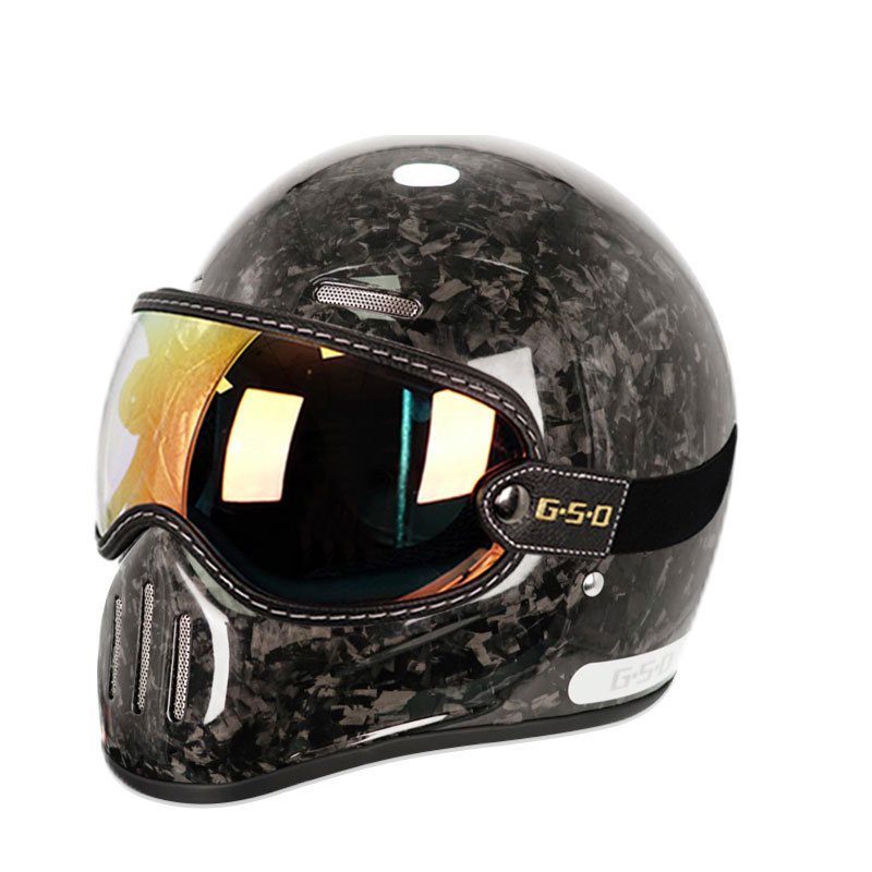 New Retro Carbon Fibre Full Fa - Carbon Fiber Lightweight Motorcycle Helmet review and price