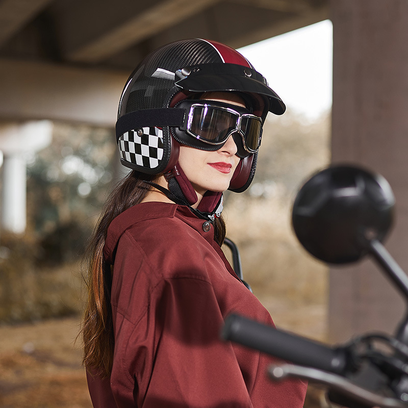 Carbon Fiber Retro Motorcycle  - Carbon Fiber Lightweight Motorcycle Helmet review and price