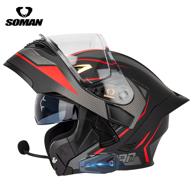 SOMAN Flip Up Motorcycle Helme - Dual Visor Motorcycle Racing Helmet review and price