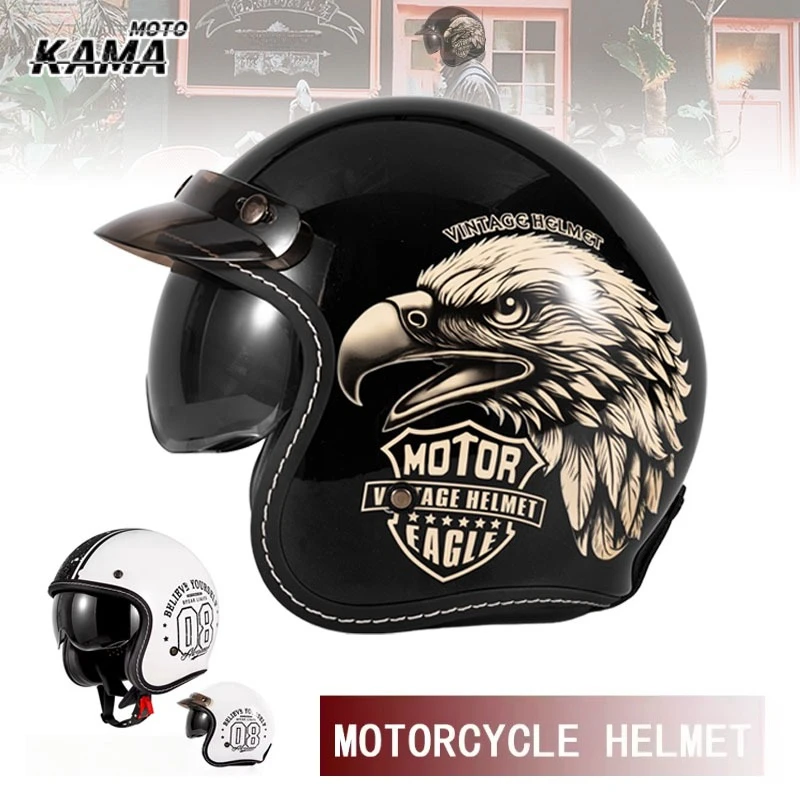 HOT Open Face Motorcycle Helme - Vintage Open Face Retro Helmet review and price